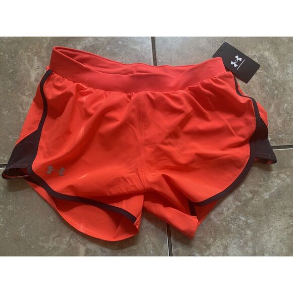 NWT Under Armour S UA Fly By Elite 3” Shorts Bright Coral - Picture 1 of 4